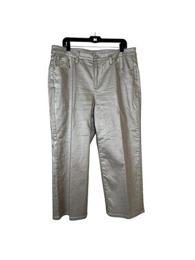 Chico's Gold Metallic Jeans Size 3 (US 16) Wide Leg Cropped Casual Night Out Fun